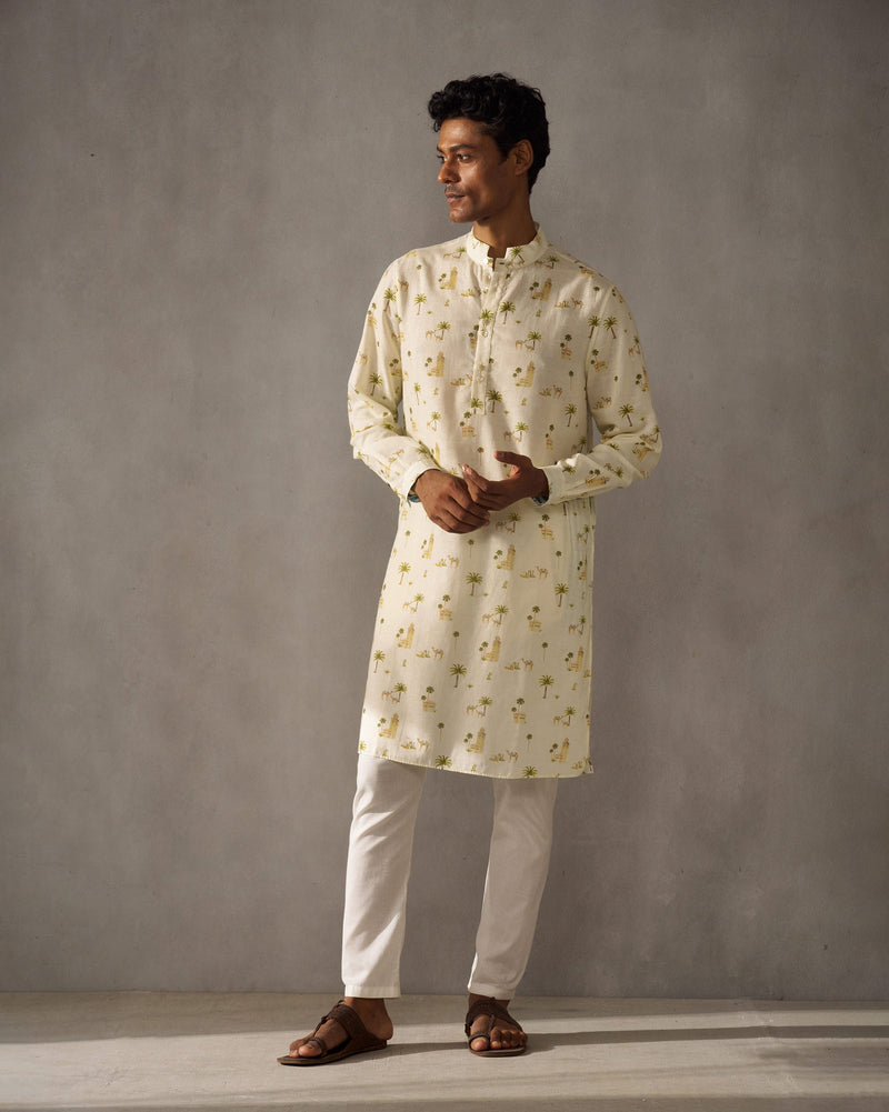 Rey Kurta - Ivory Print