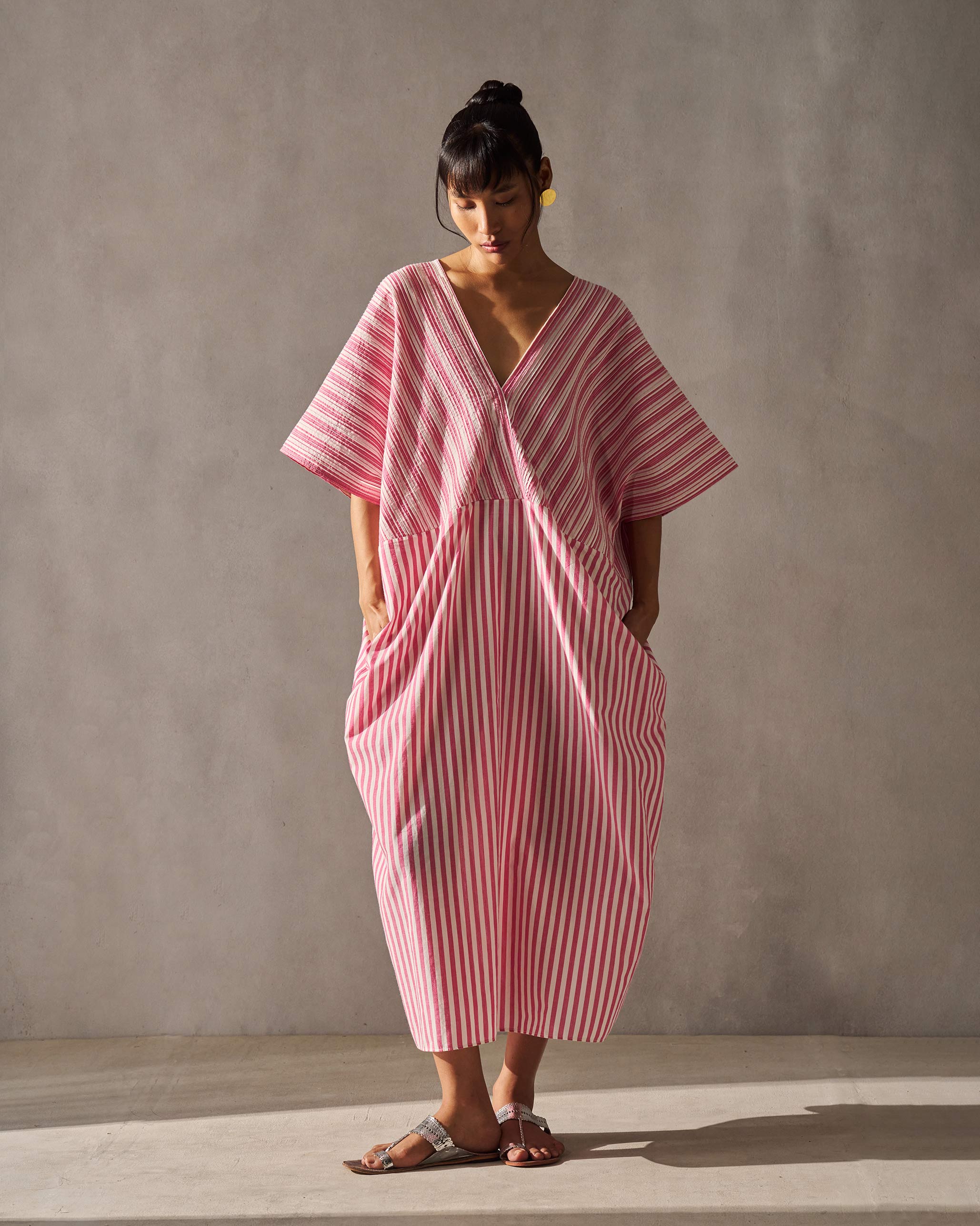 Sarai Kaftan - Fuchsia & Ivory