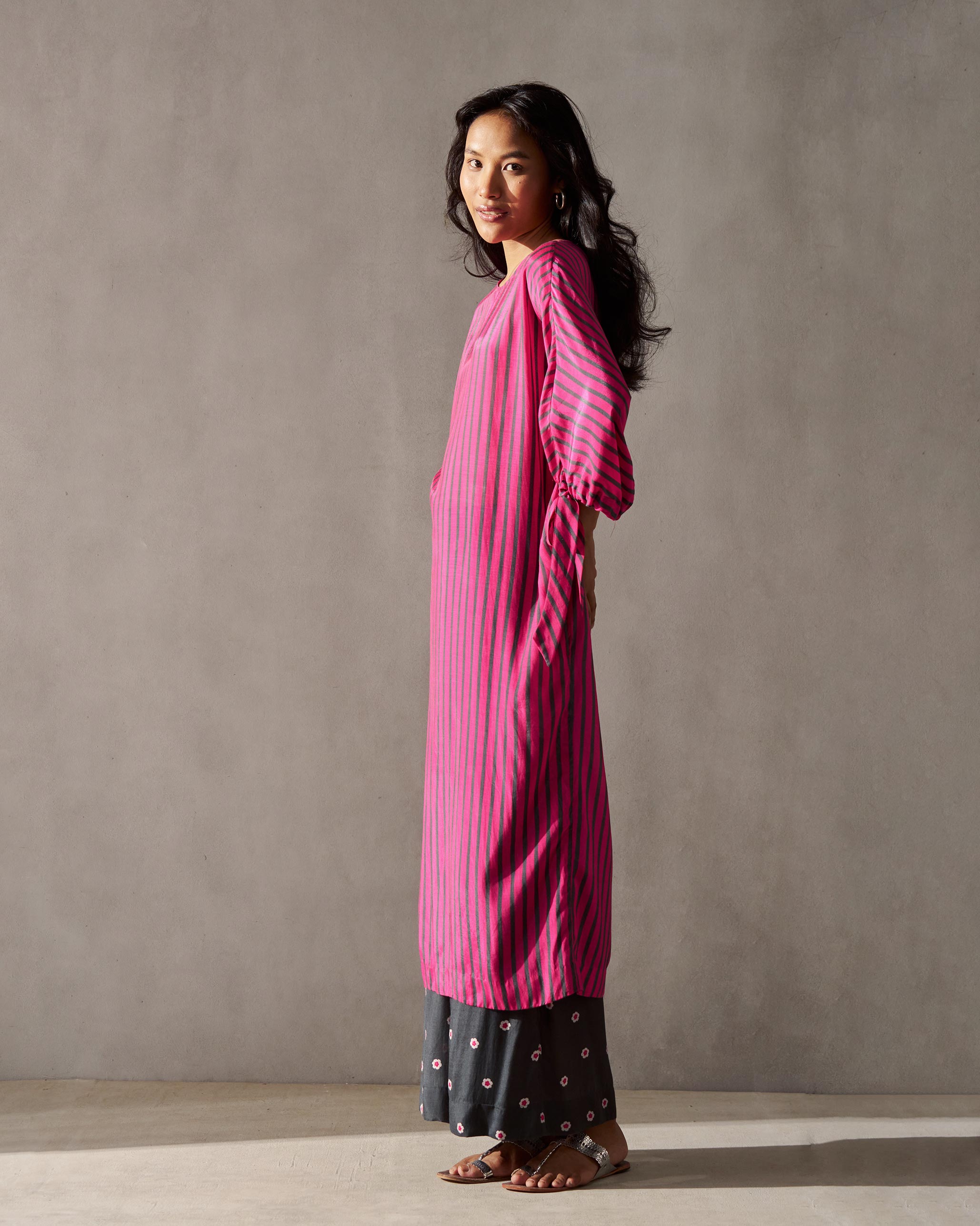 Charisma Kurta - Fuchsia & Grey