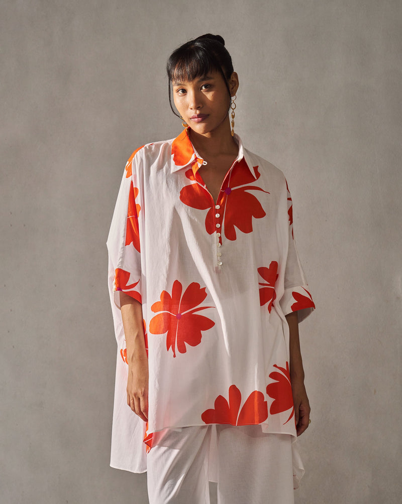 Hala Tunic - White & Orange