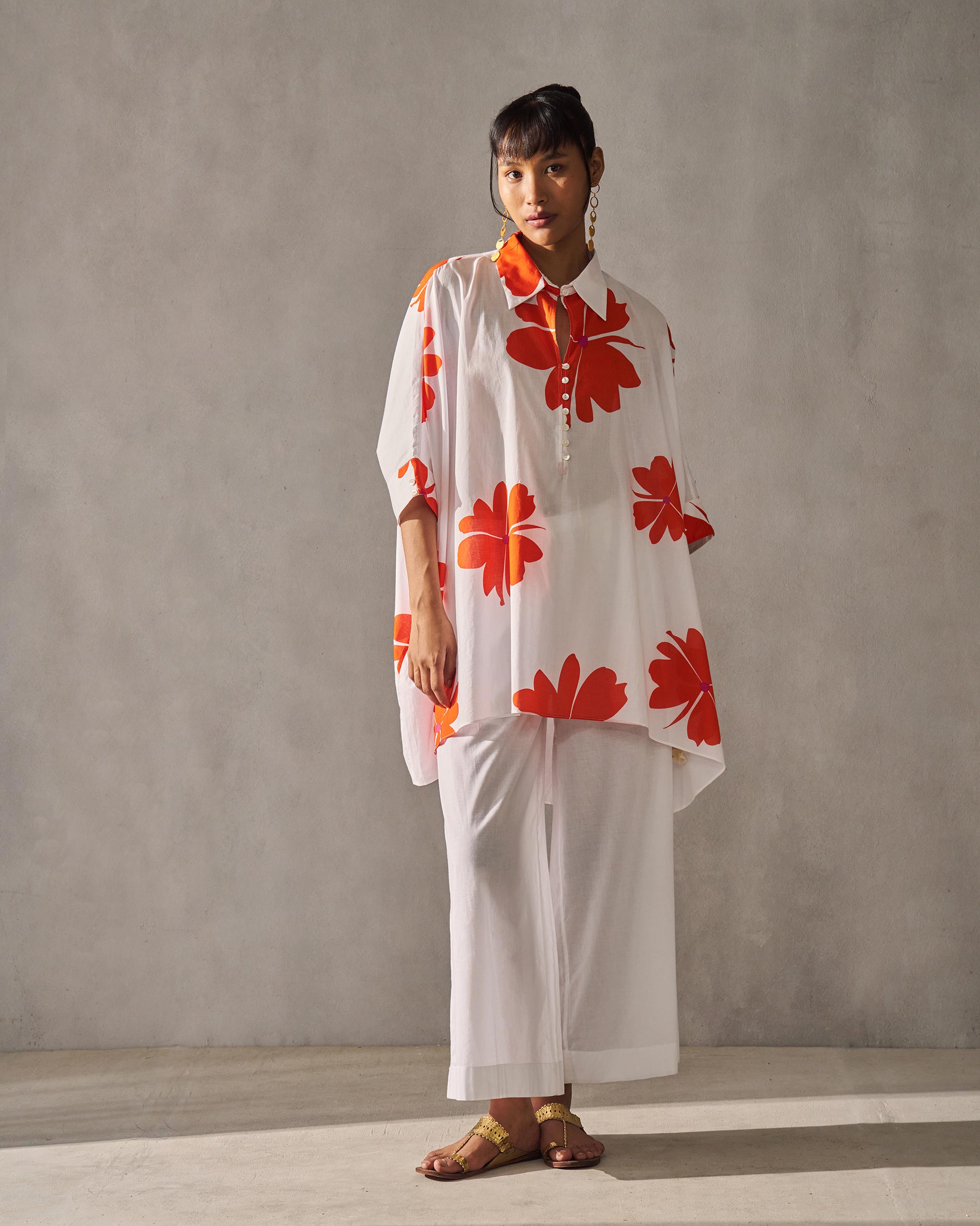 Hala Tunic - White & Orange