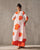 Flared V-neck Kurta - White & Orange