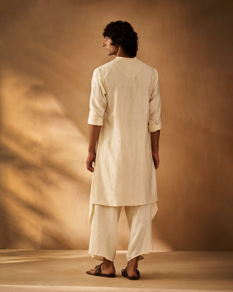 Awadh Kurta - Ivory Chikankari