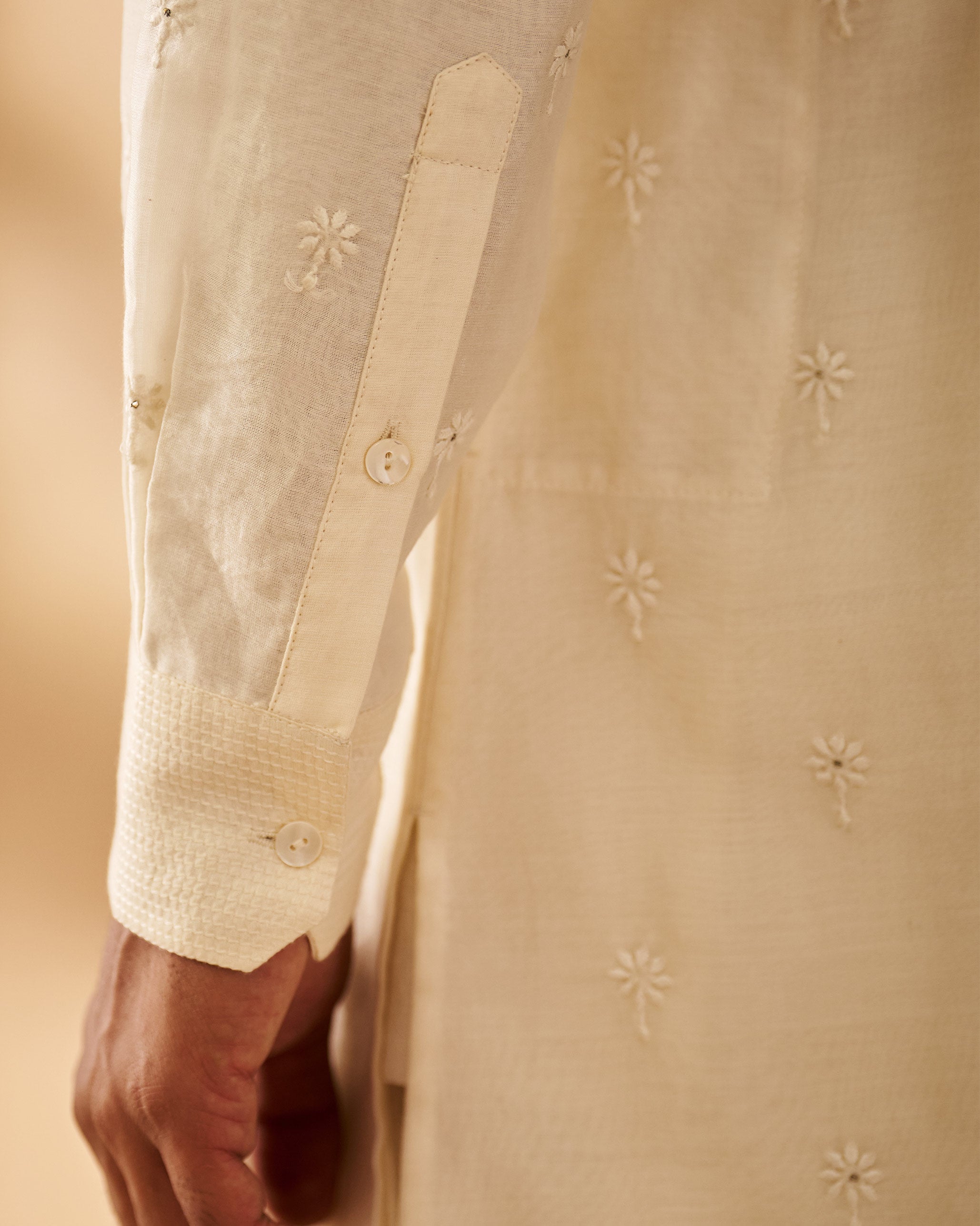 Awadh Kurta - Ivory Chikankari