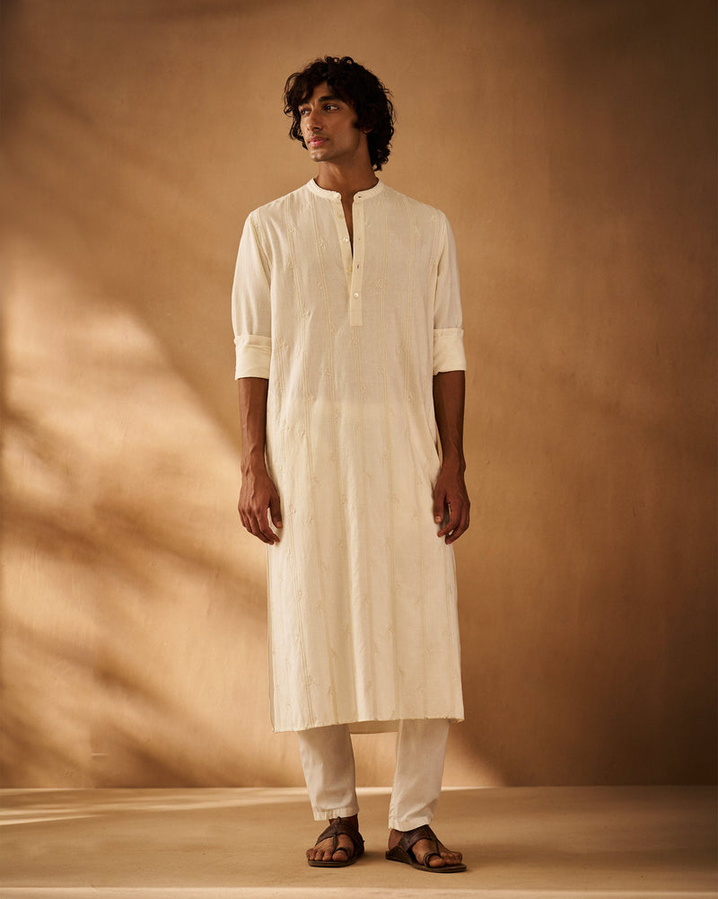 Ibn Kurta - Ivory Embroidered