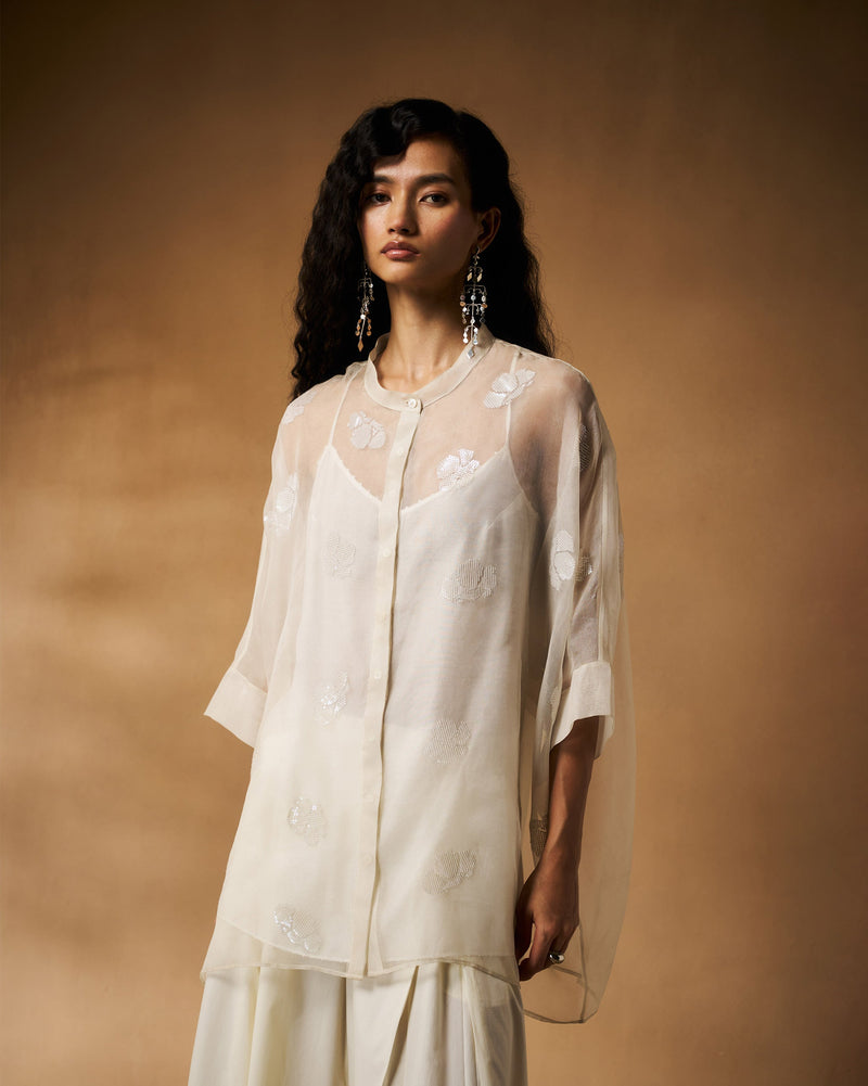 Afra Shirt - Ivory Hand Embroidered