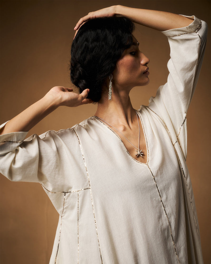 Aheli Kurta - Ivory Hand Embroidered