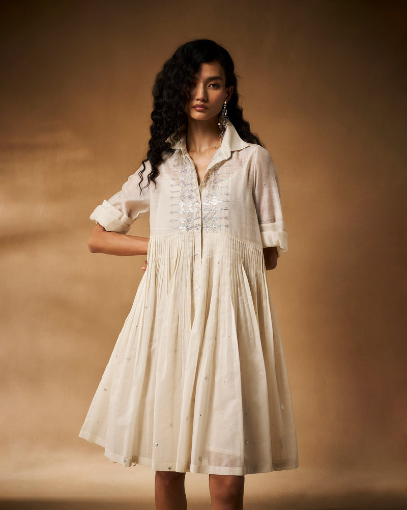 Qurbat Dress with Slip - Ivory Hand Embroidered