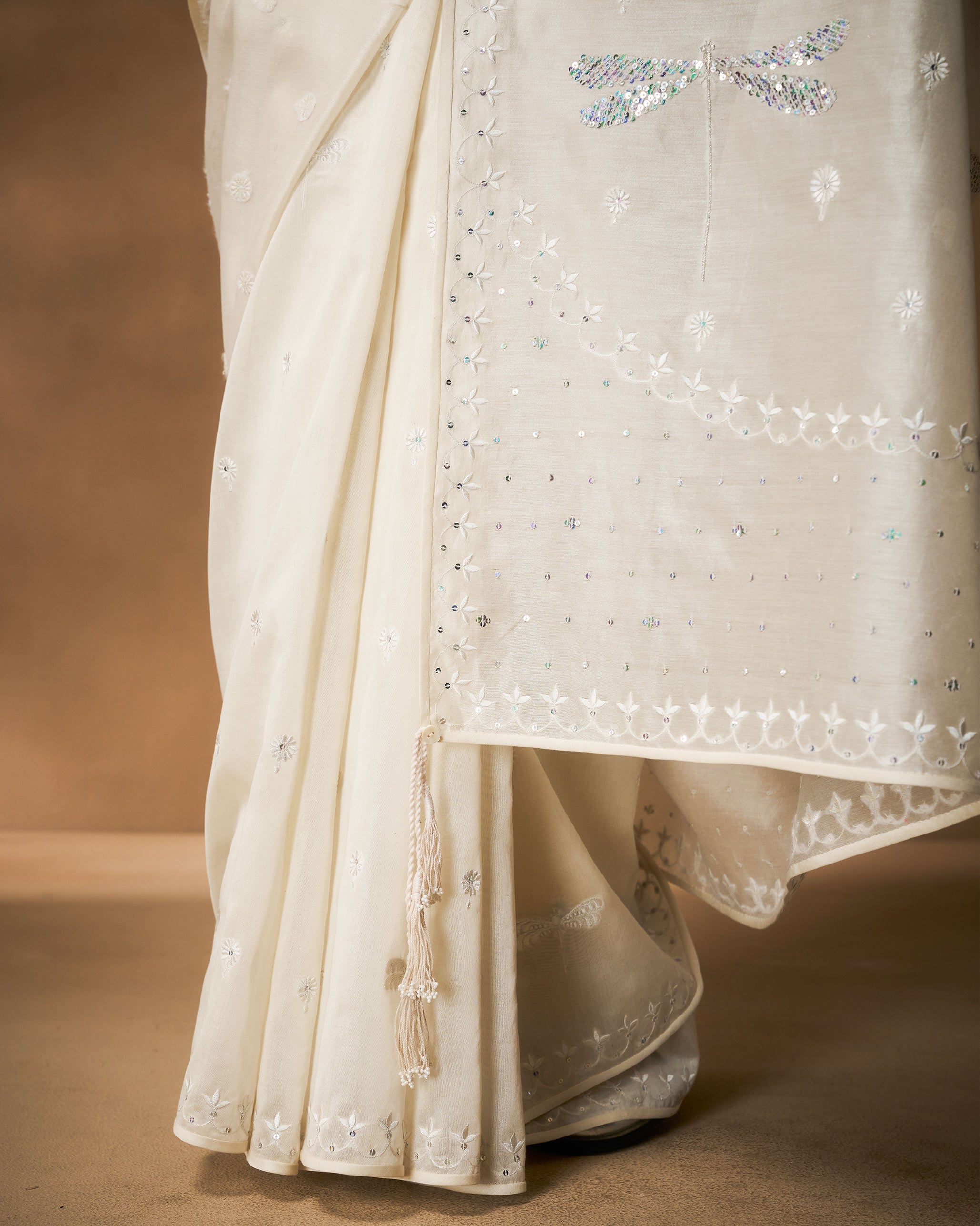 Afreen Sari - Ivory Embroidered