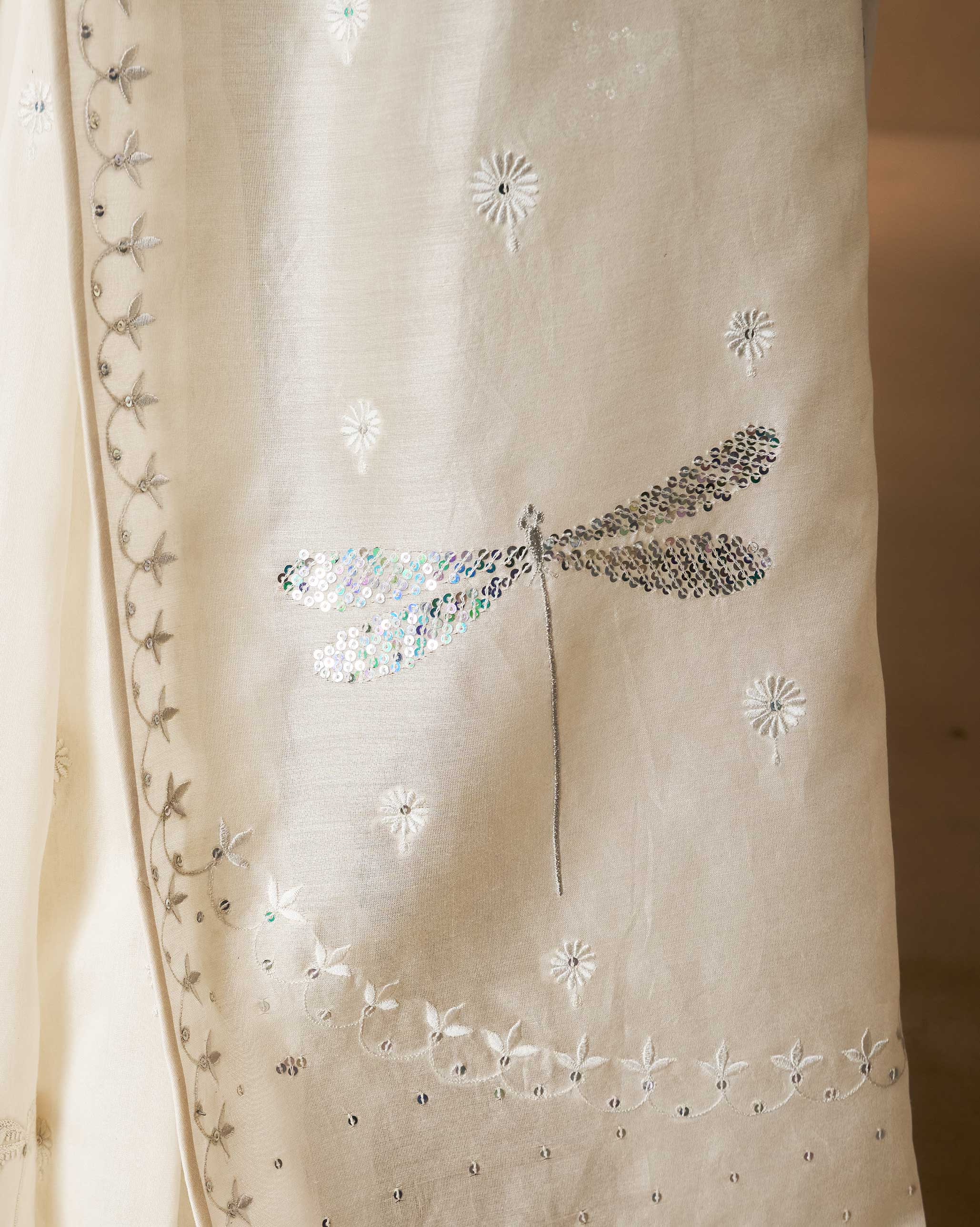 Afreen Sari - Ivory Embroidered