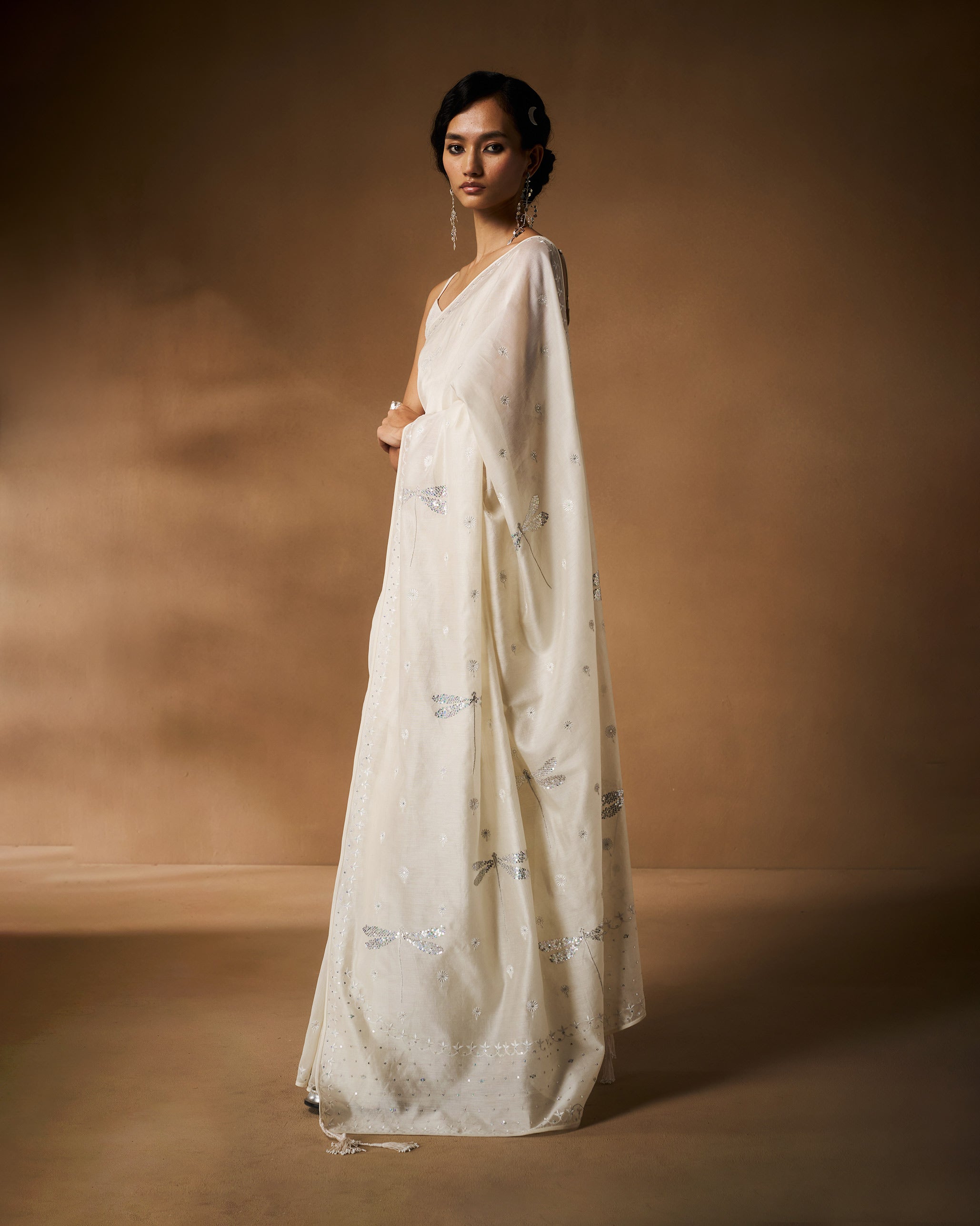 Afreen Sari - Ivory Embroidered