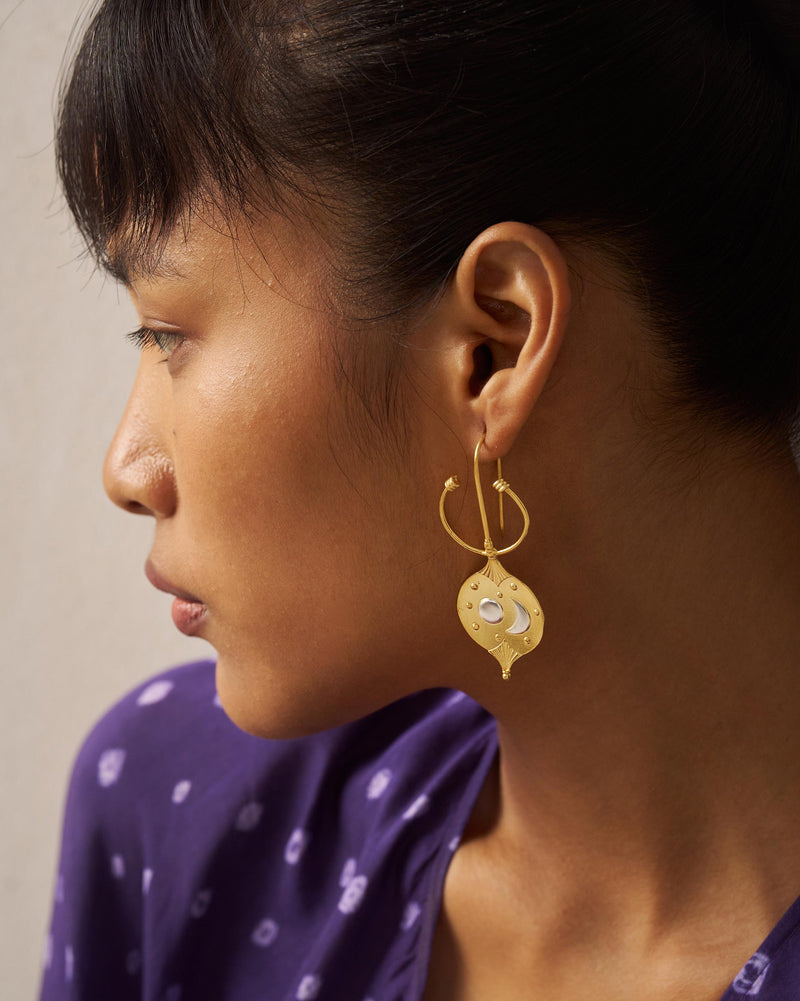 Nebra Disk Earrings - Gold & Silver