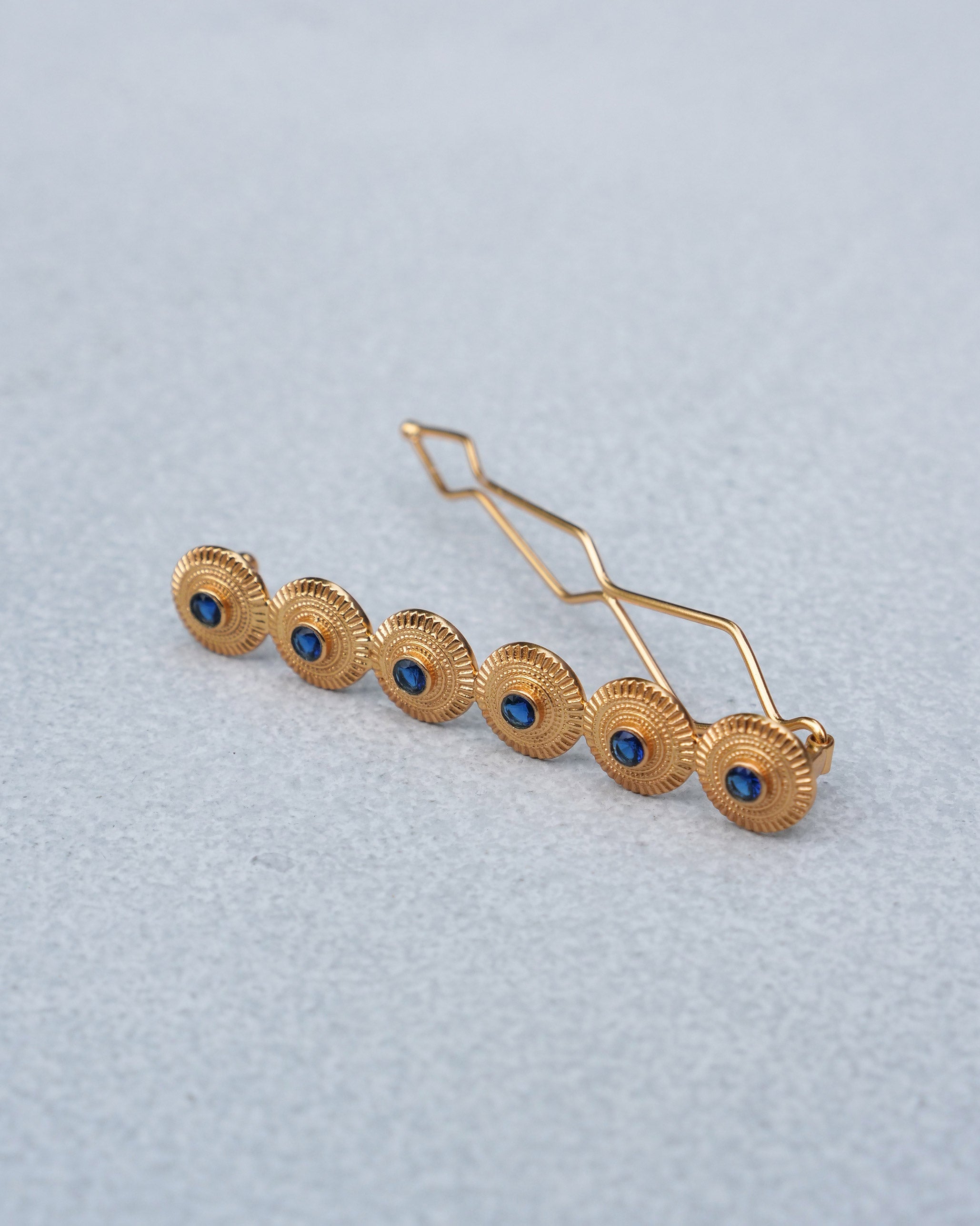 Yoma Hair Pin - Gold & Blue