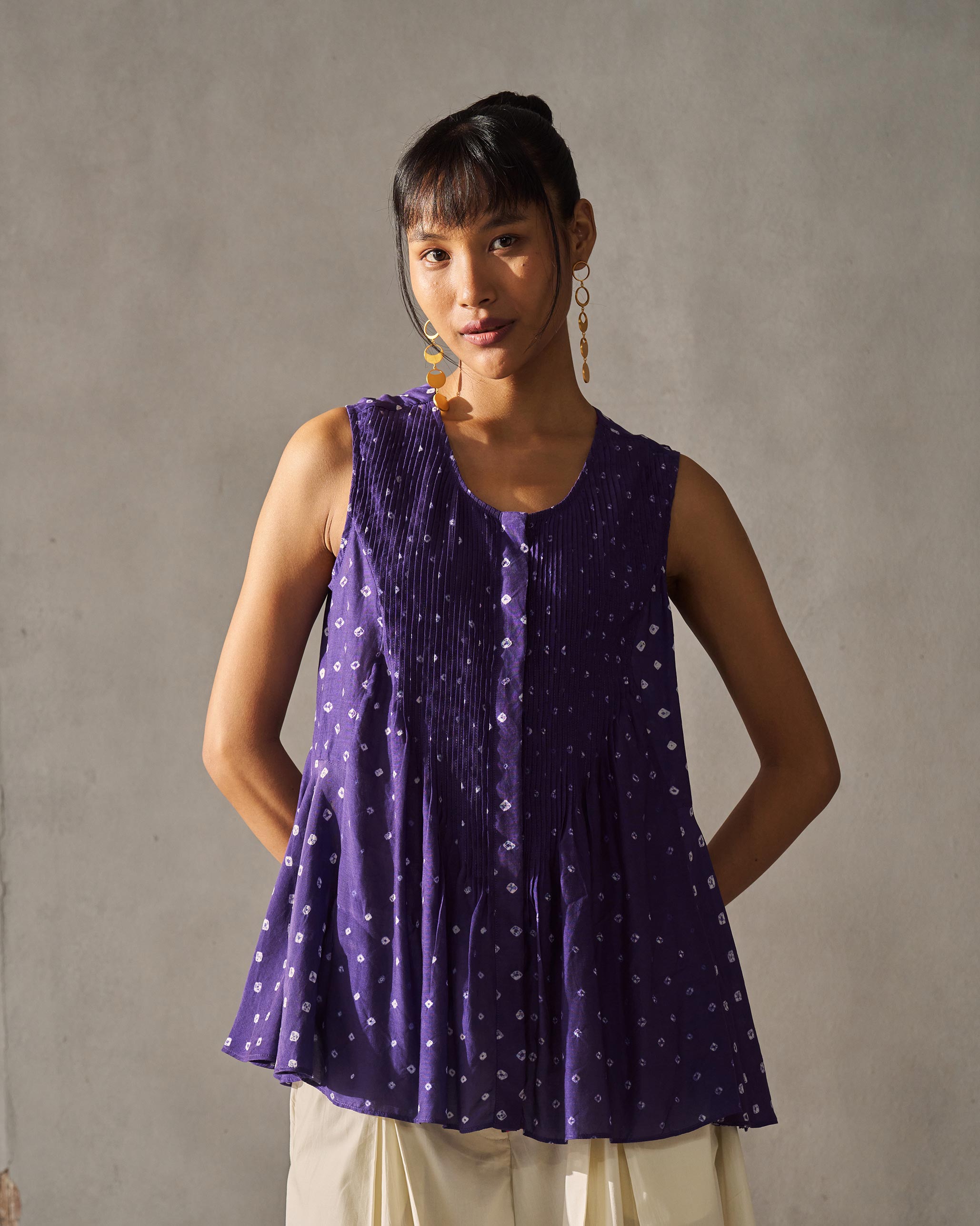 Swish Pintuck Top - Purple