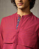 Tareef Kurta - Red & Purple Stripes