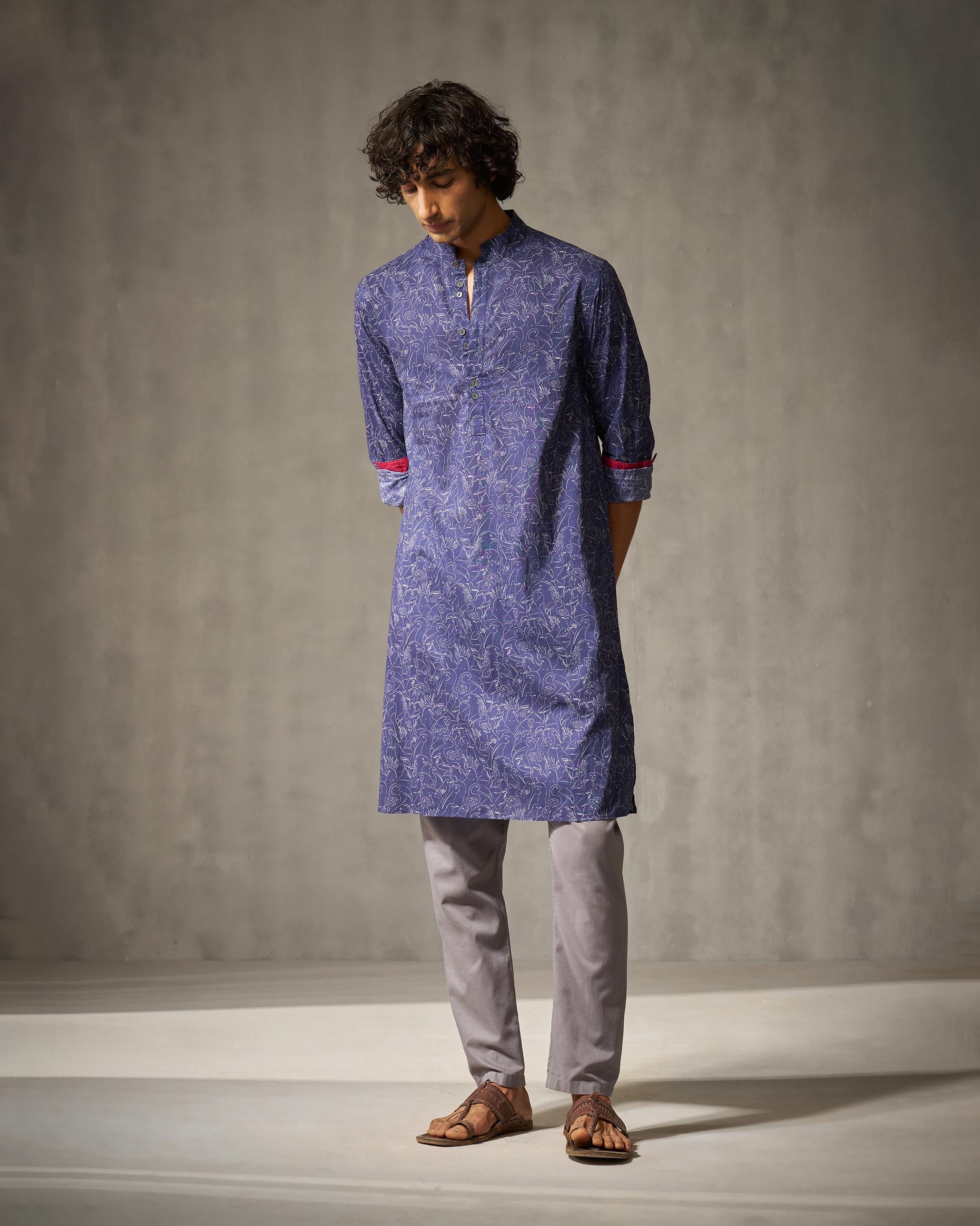 Rey Kurta - Navy Print