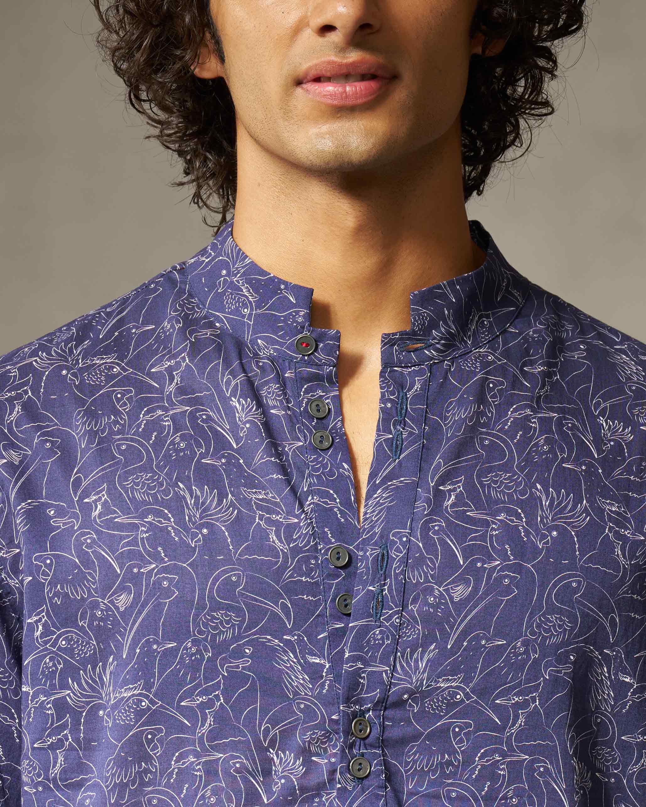 Rey Kurta - Navy Print