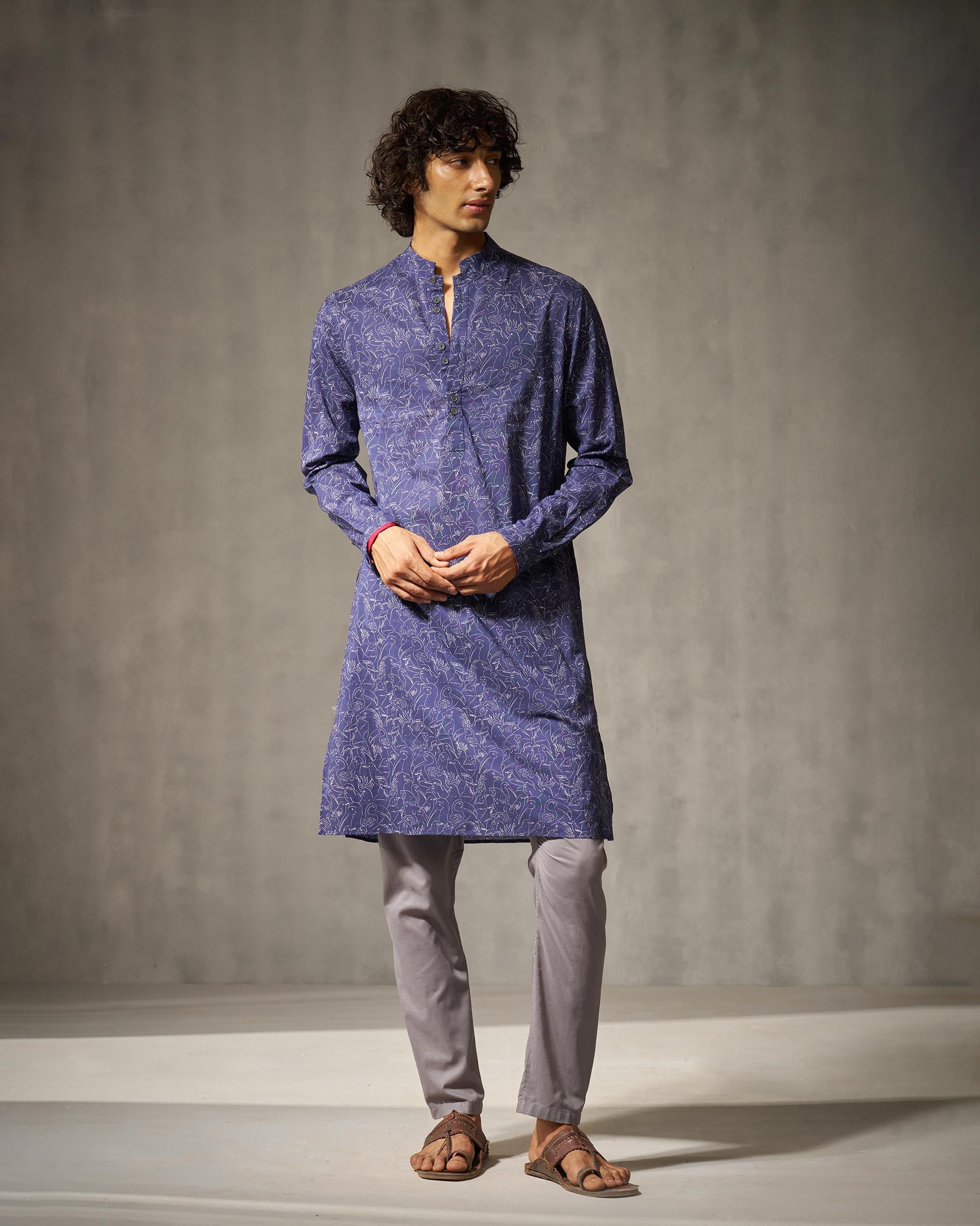 Rey Kurta - Navy Print