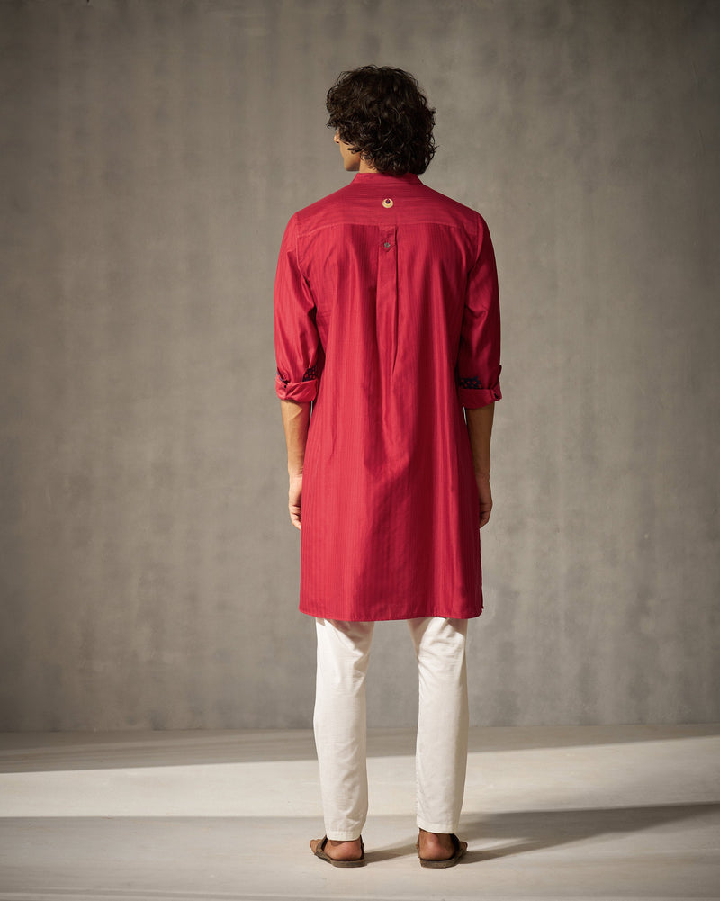 Voyage Kurta - Red Stripes