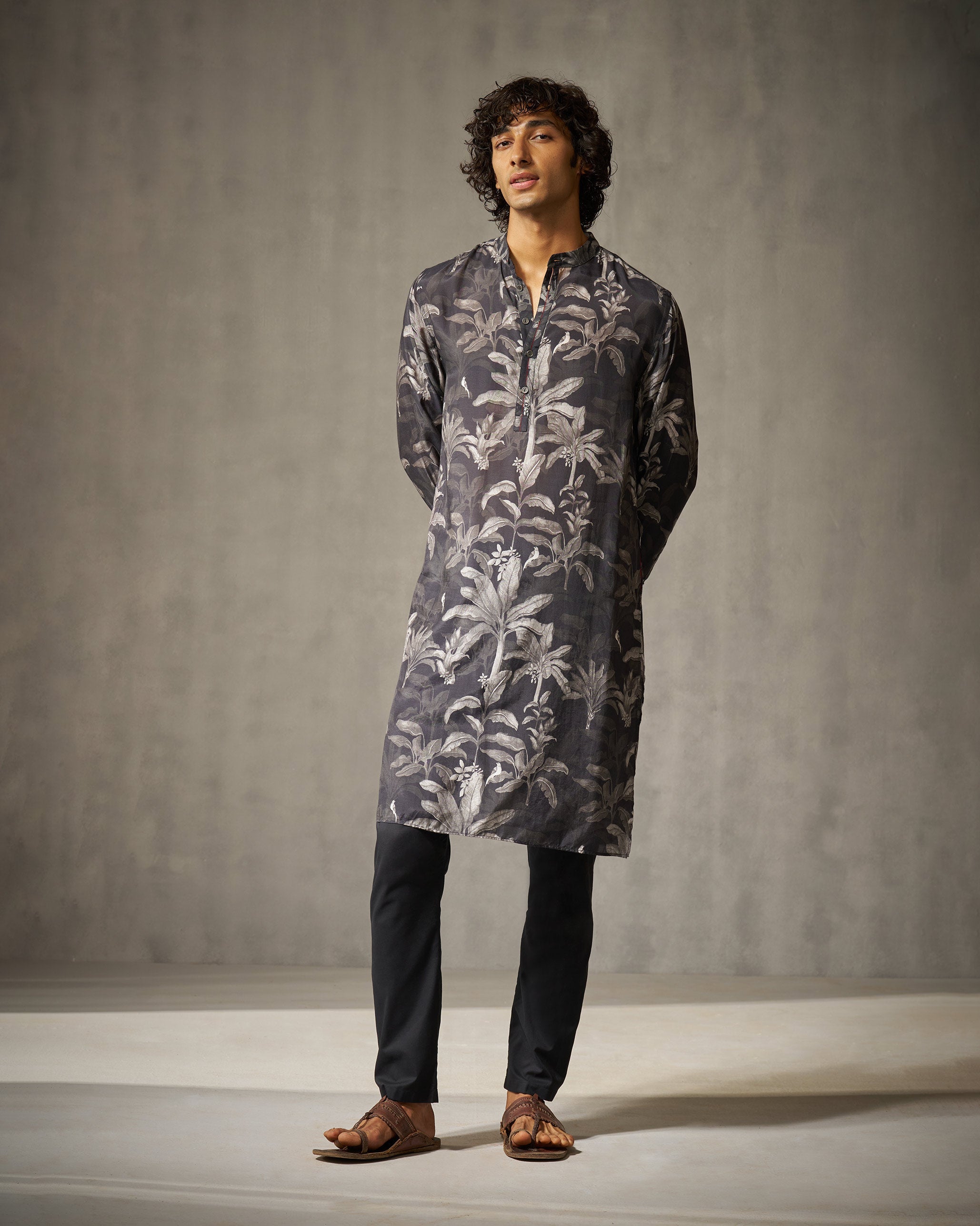 Astral Kurta - Black & Grey Print