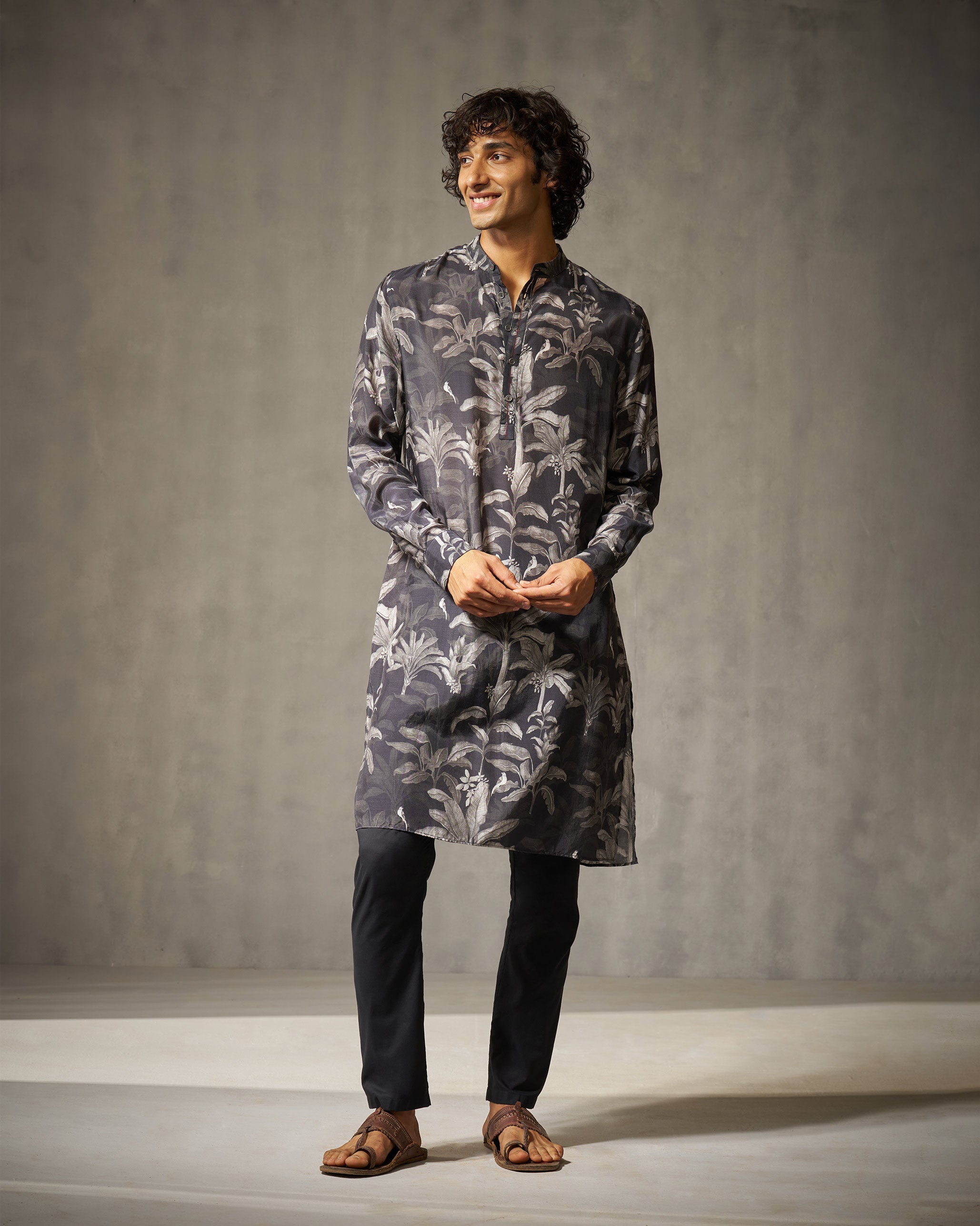 Astral Kurta - Black & Grey Print