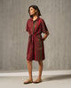 Tangier Shirt Dress - Red & Oak Brown Print