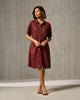 Tangier Shirt Dress - Red & Oak Brown Print