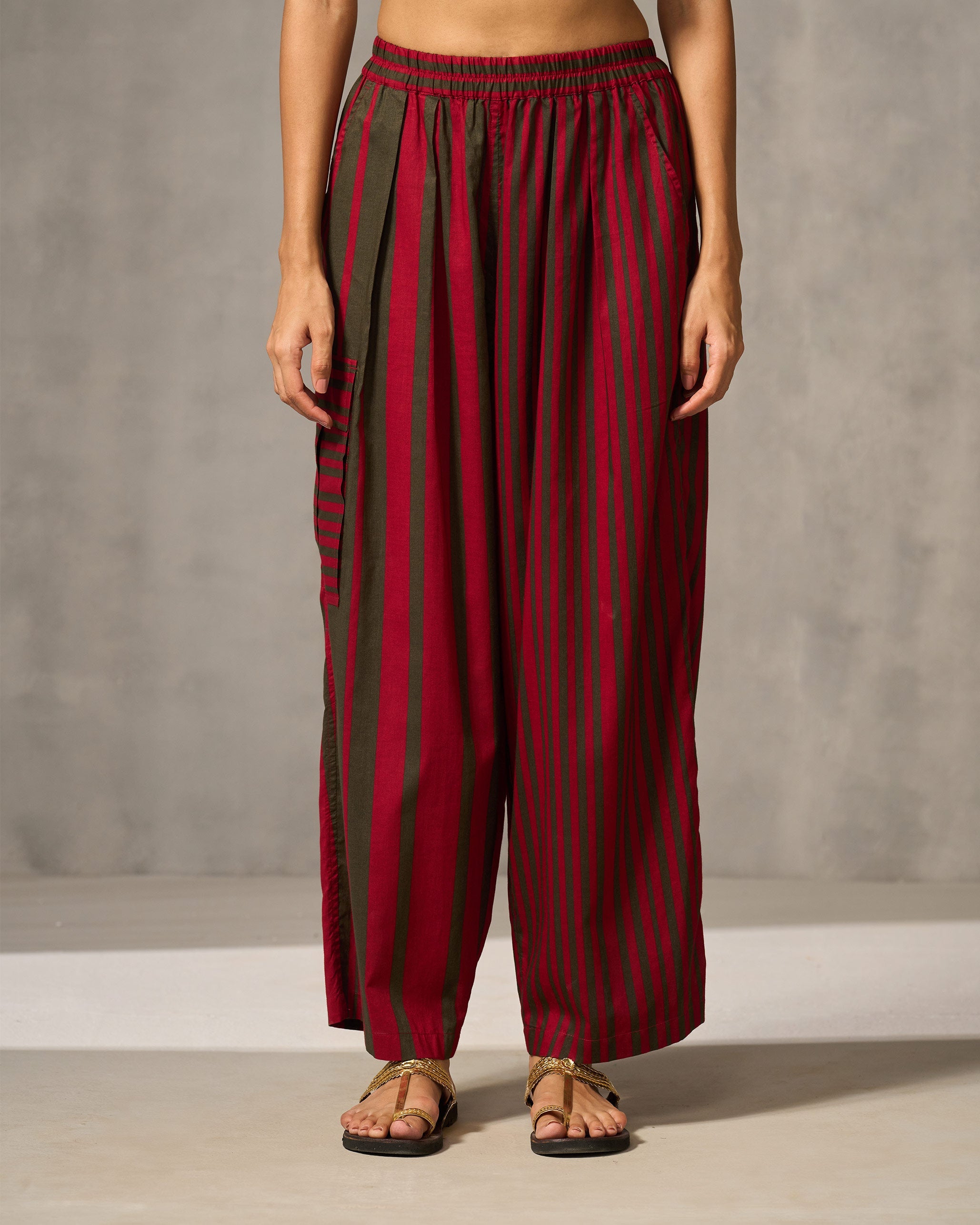 Jambiani Pants - Red & Oak Brown Print