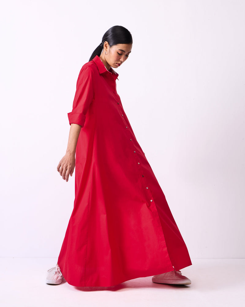 Pattaya Shirt Dress - Bright Red