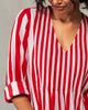 Pintuck Kurta - Red & White Stripes