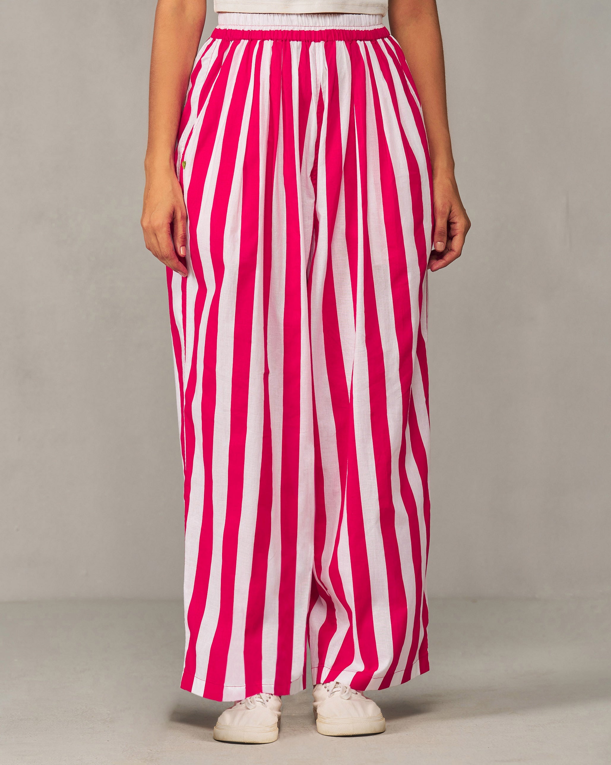 Recess Pants - Fuchsia & White Stripes