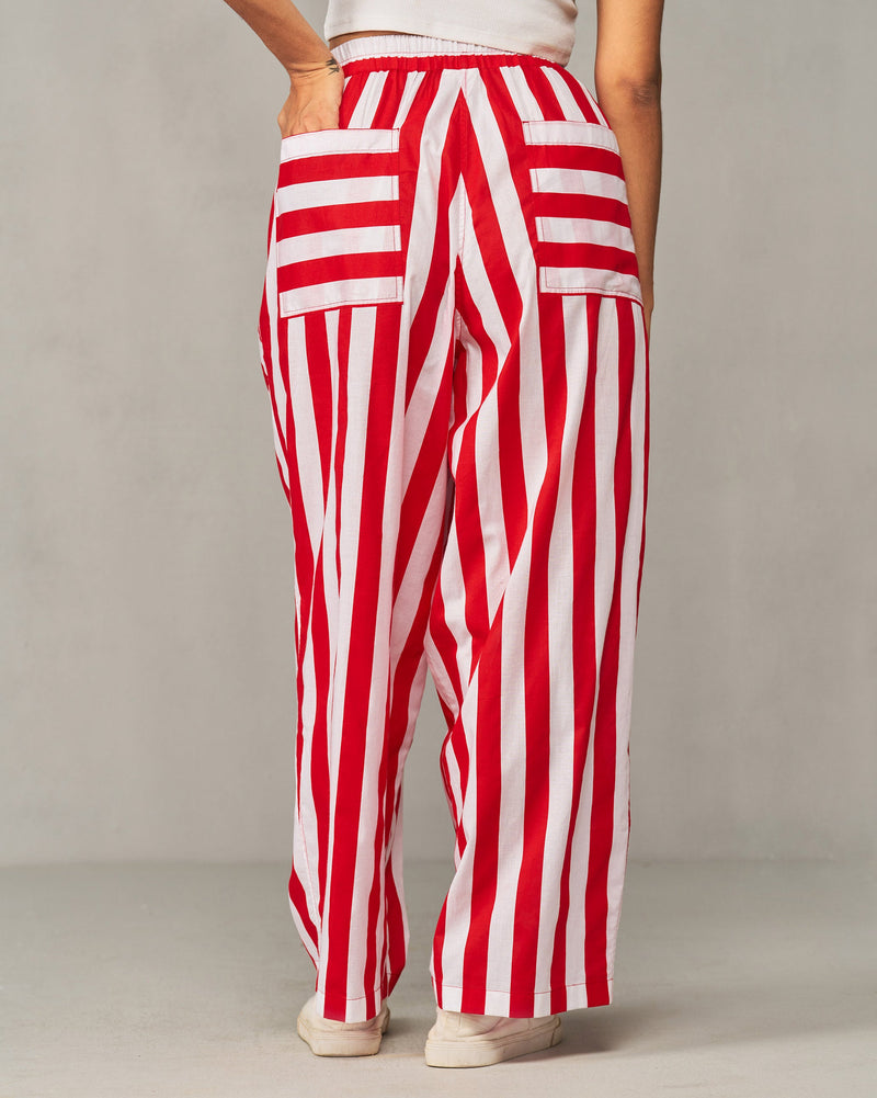 Recess Pants - Red & White Stripes