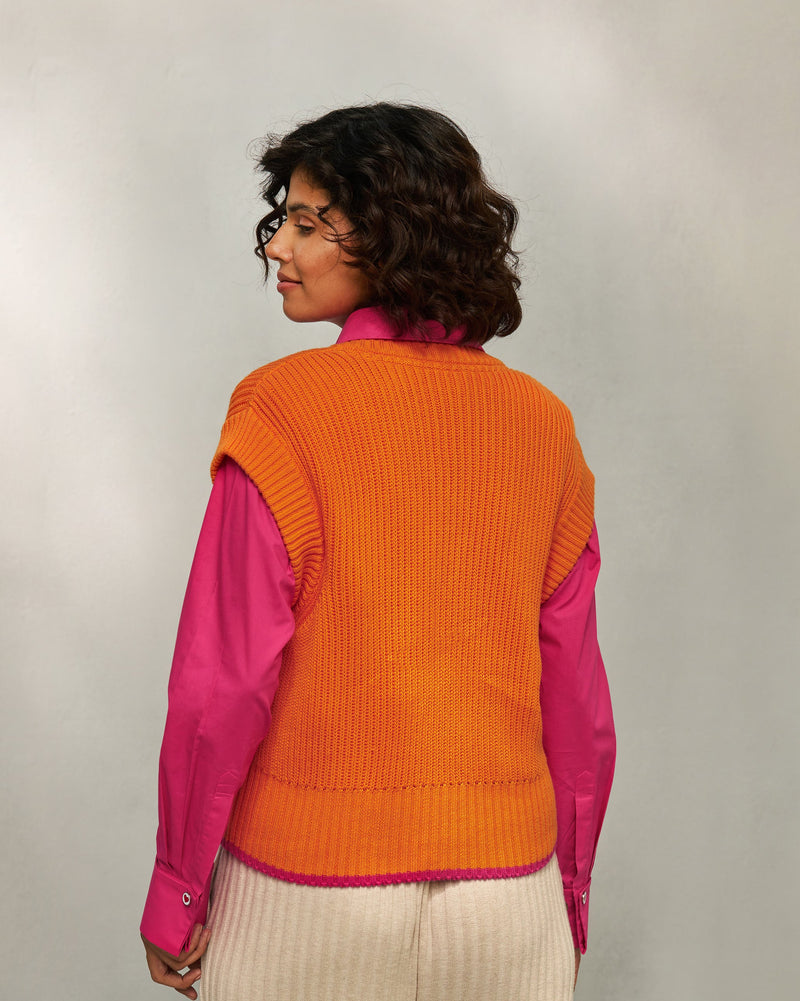 Lunar V-neck Sweater - Orange