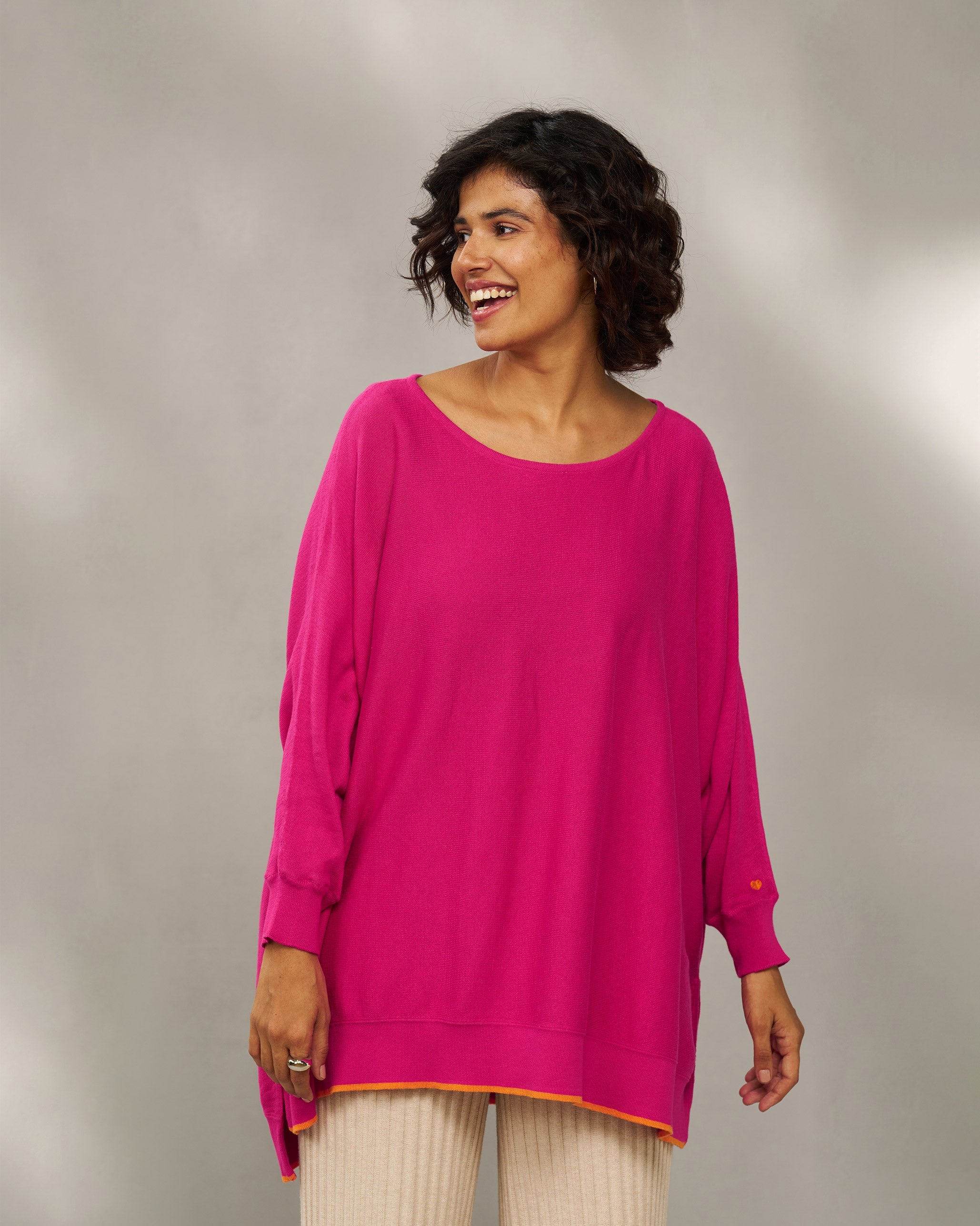 Victoria Boatneck Pullover - Fuchsia