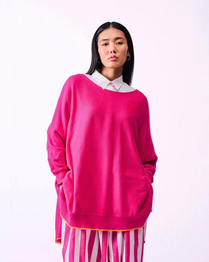 Victoria Boatneck Pullover - Fuchsia