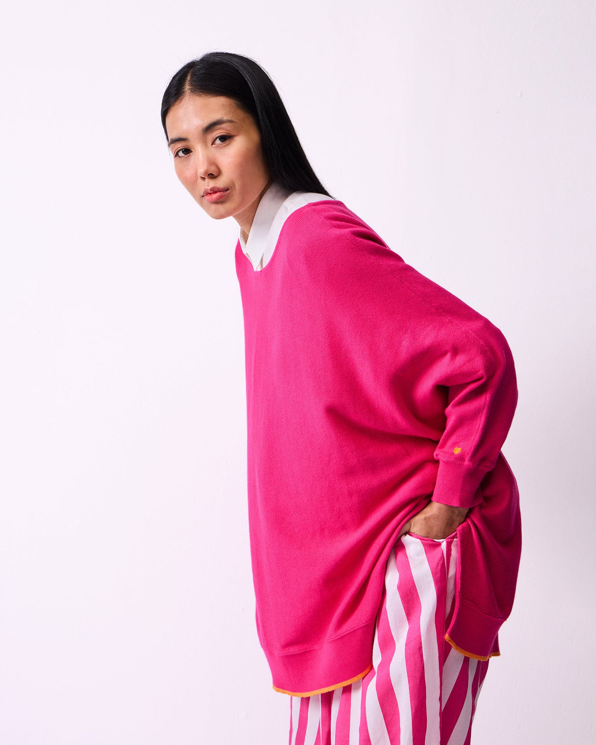 Victoria Boatneck Pullover - Fuchsia