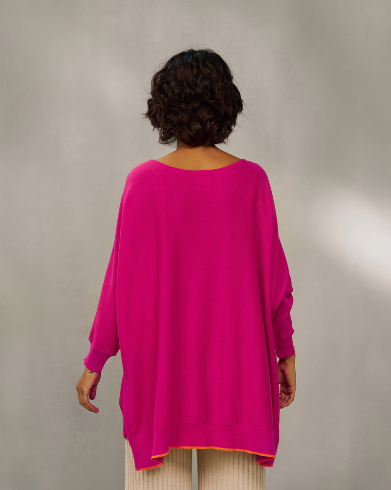 Victoria Boatneck Pullover - Fuchsia