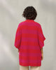 Dream High-low Hem Sweater - Fuchsia & Bright Red Stripes