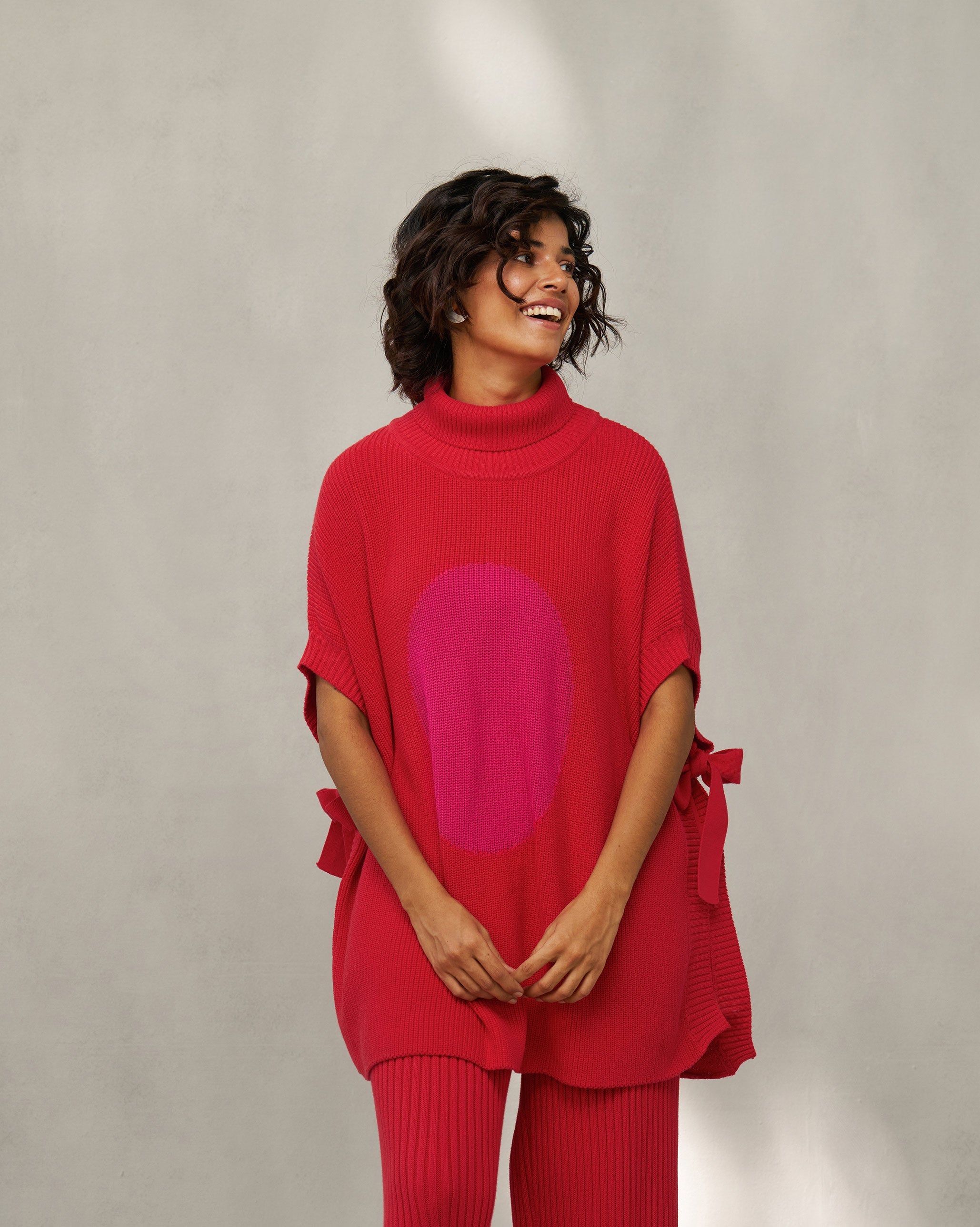 Turtle Neck Top - Bright Red