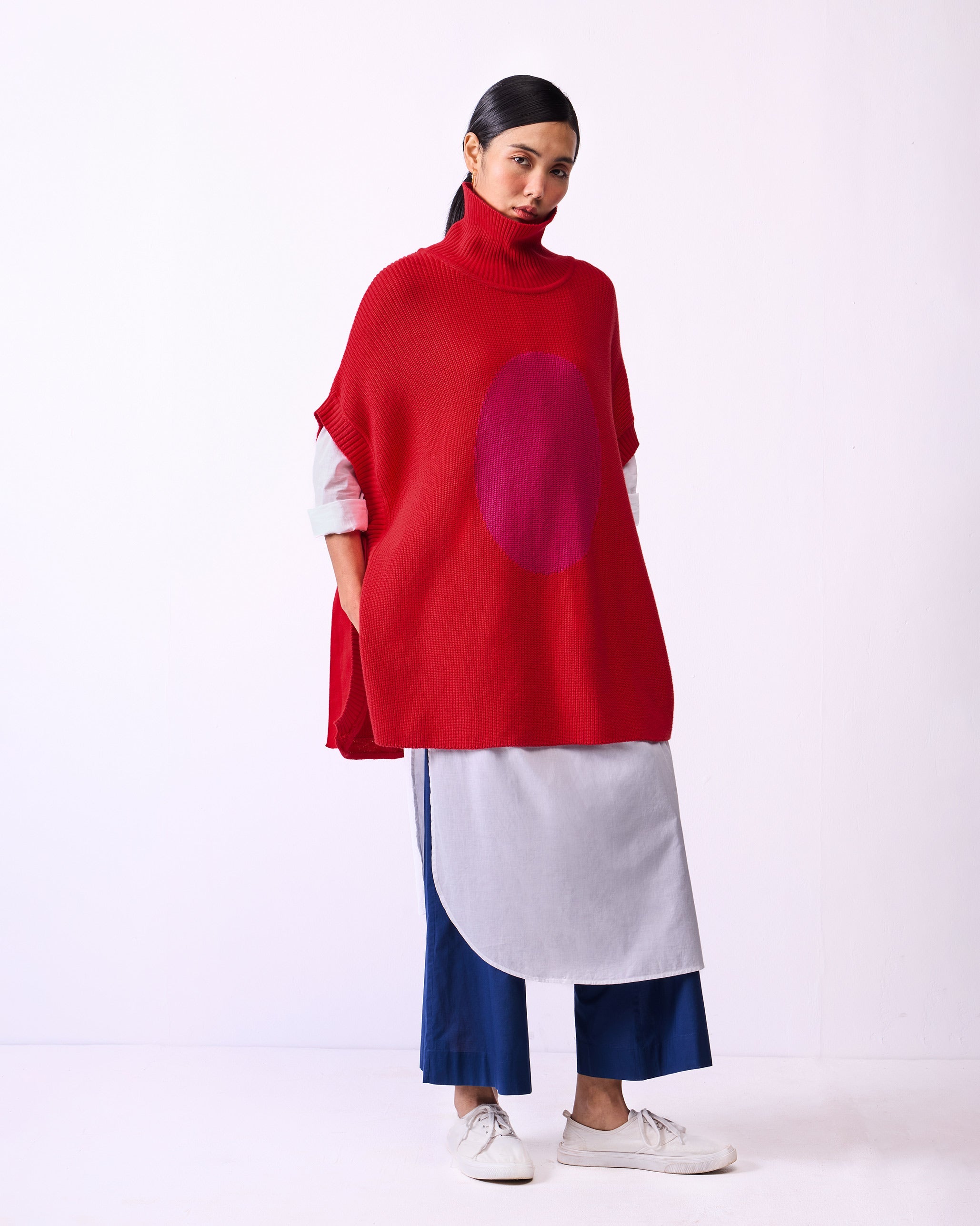 Turtle Neck Top - Bright Red