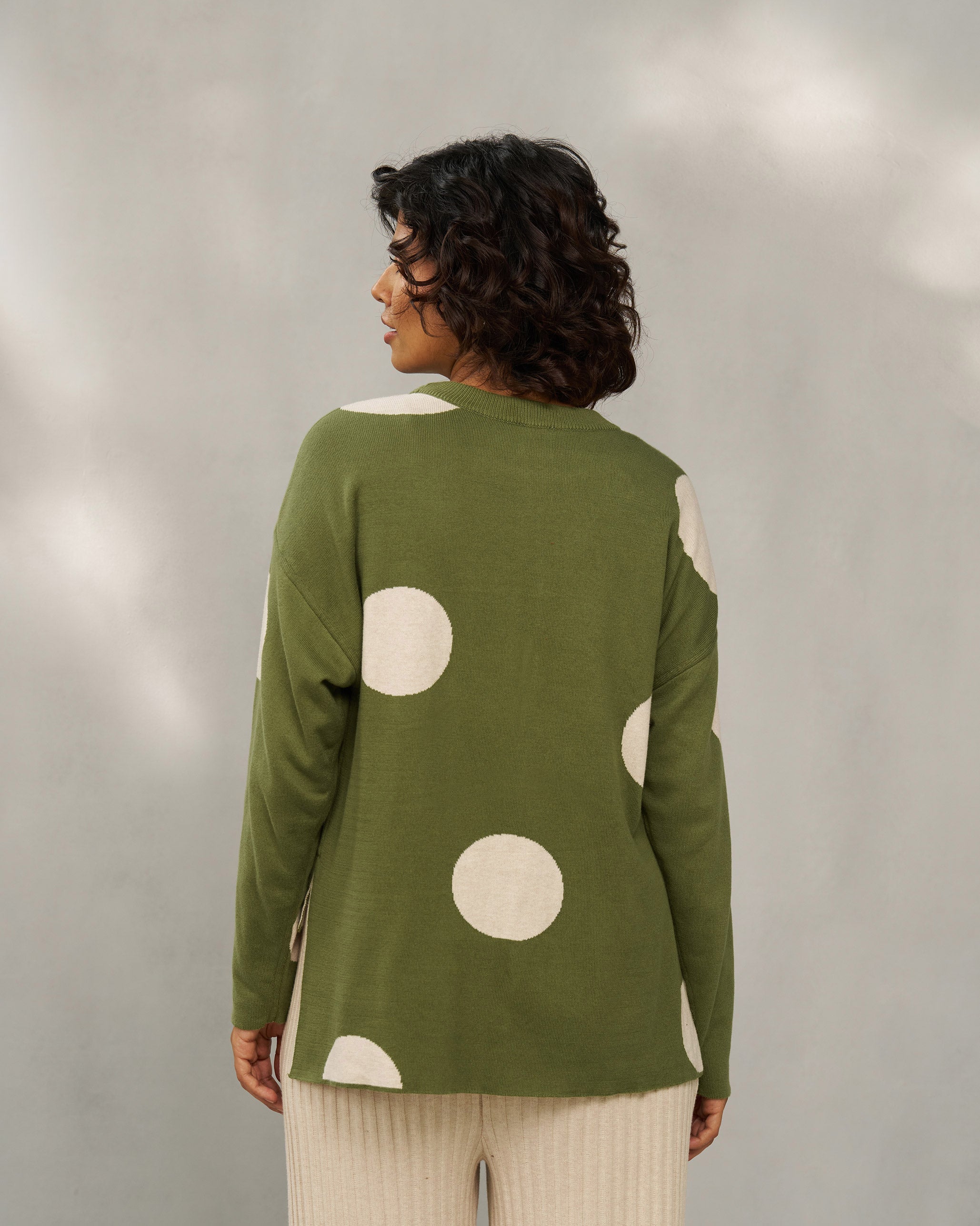 Polka Jumper - Olive & Oatmeal Polkas