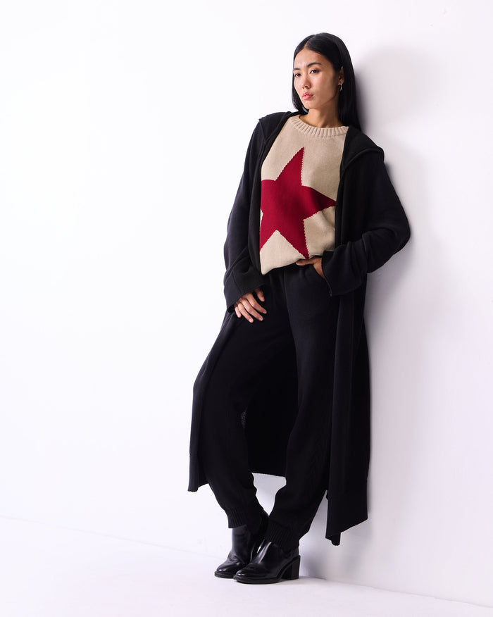 Hoodie Cardigan - Black