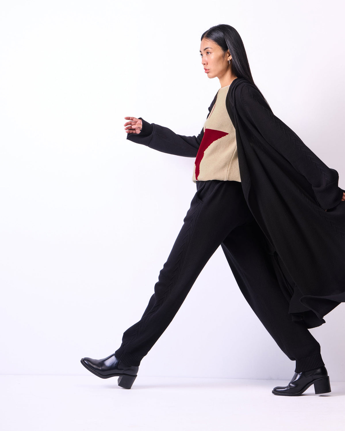 Hoodie Cardigan - Black