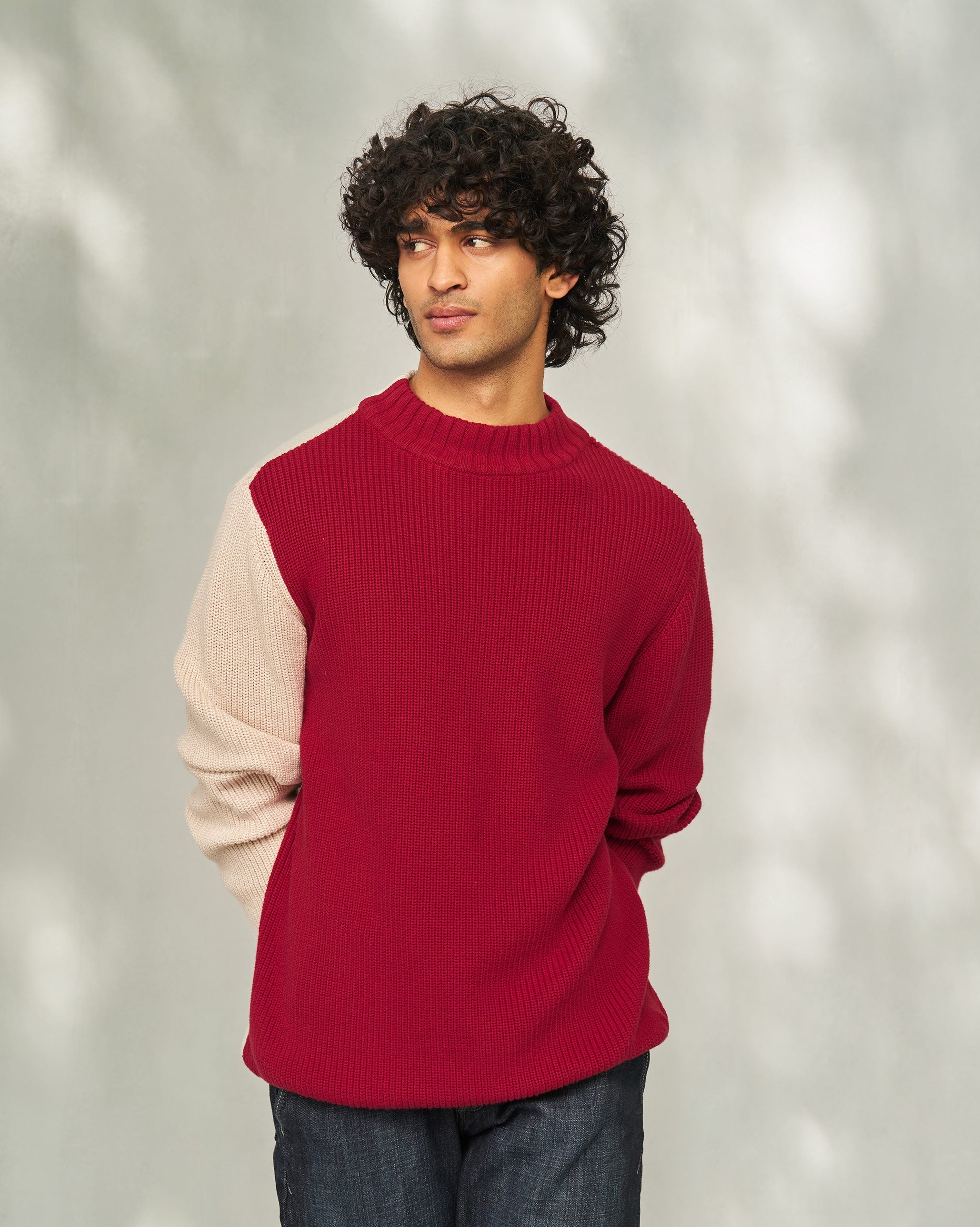 Crew-Neck Sweater - Dark Red