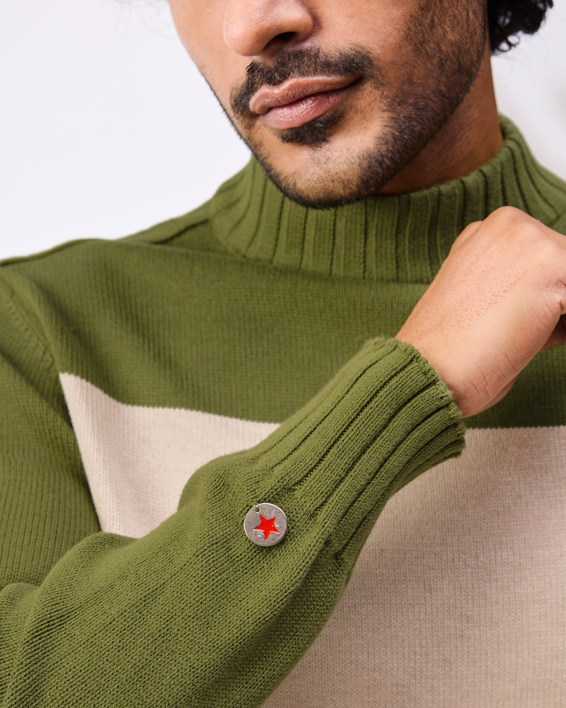 Boxed Sweater - Olive & Oatmeal