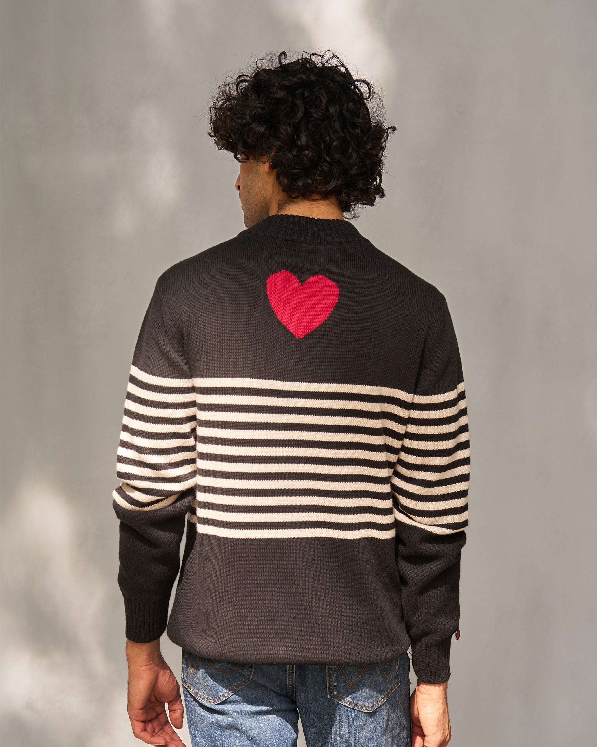 Stripefront Sweater - Black & Oatmeal Stripes