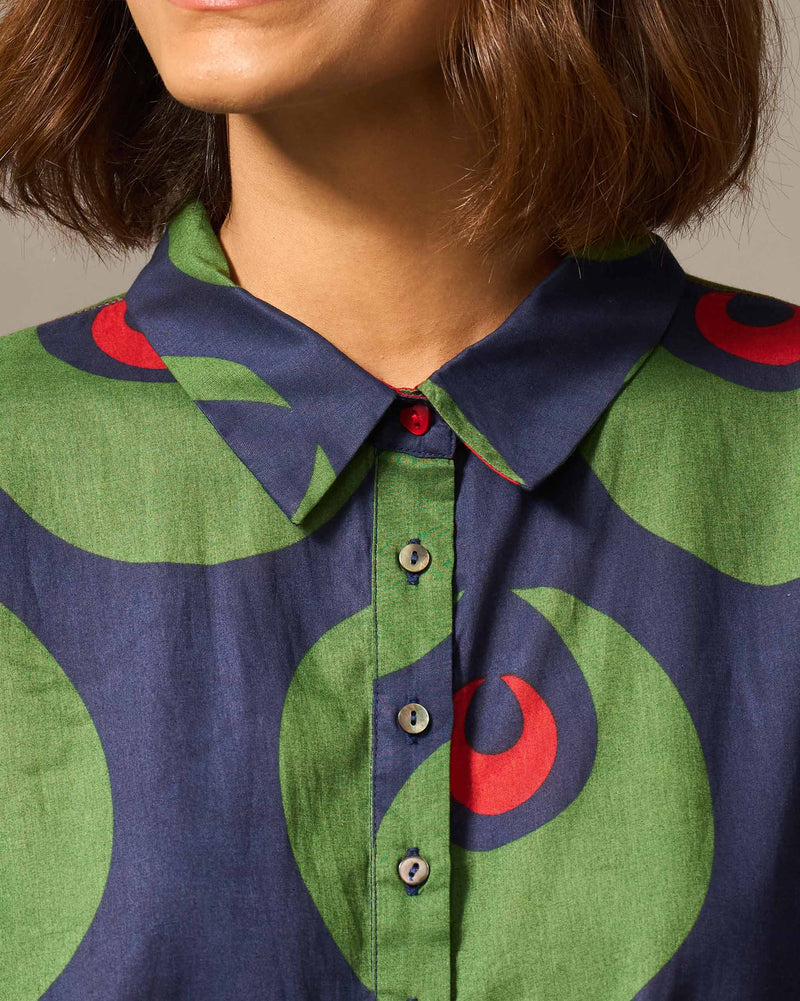 Chandini Top - Navy & Green Print