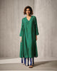 Sara Panelled Kurta - Green & Red Print