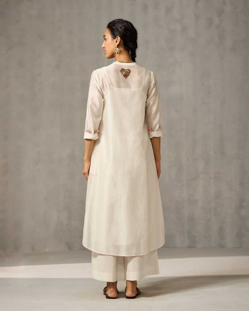 Chaand Pocket Kurta & Slip - Ivory