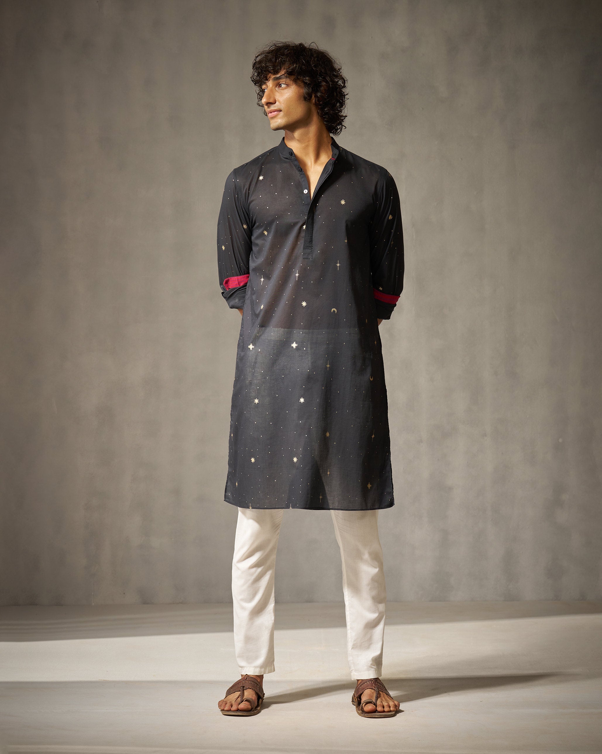 Neckband Kurta - Black Print